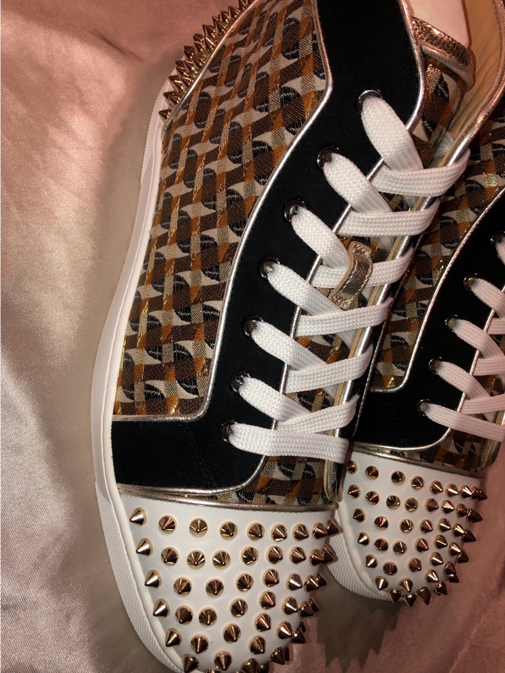Christian LouBoutin Men’s High Top JacQ Mayfair Gold Sneakers - Picture 4 of 8